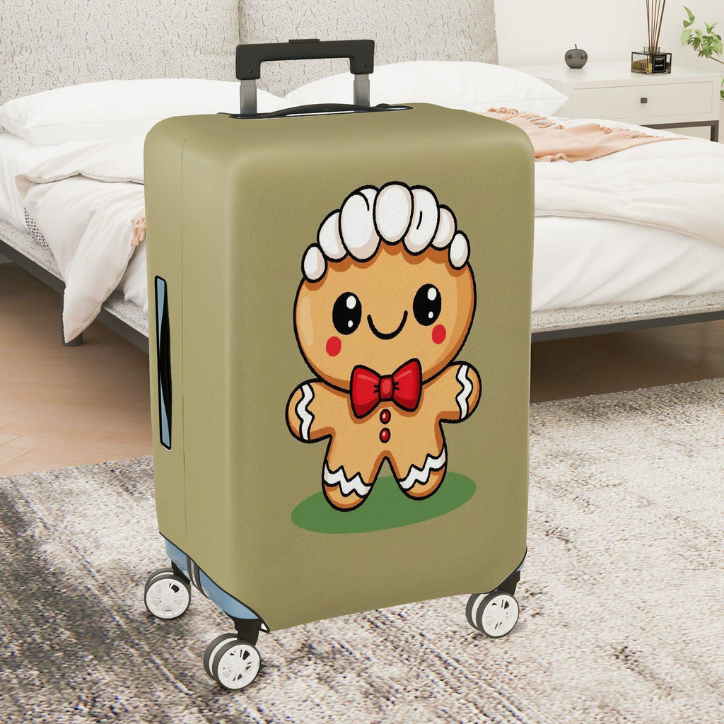 1-Piece Cute  Gingerbread Christmas Holiday Fun Festive  Suitcase Luggage Cover, Stretch Protective Sleeve