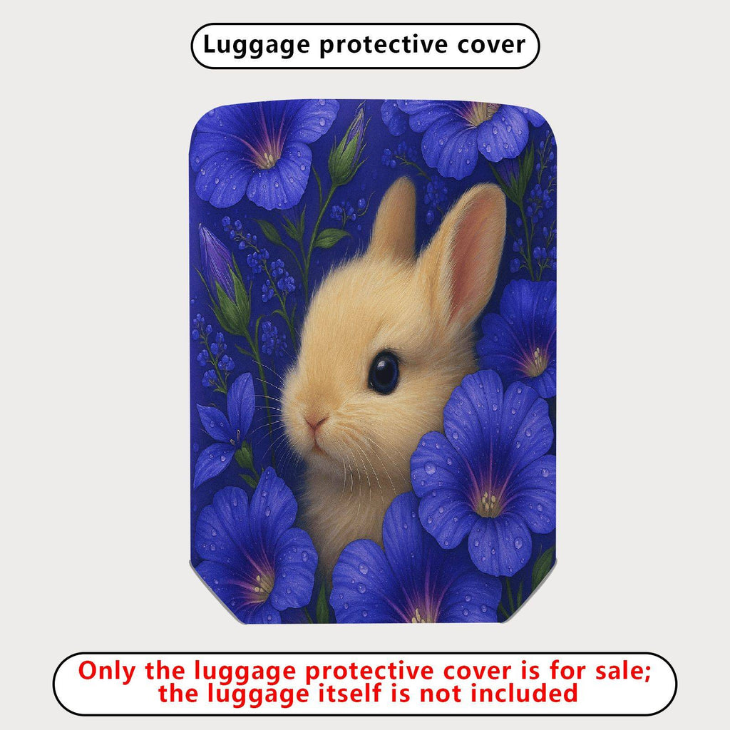 1-Piece Bunny Floral Blue Nature Cute Adorable  Suitcase Luggage Cover, Stretch Protective Sleeve
