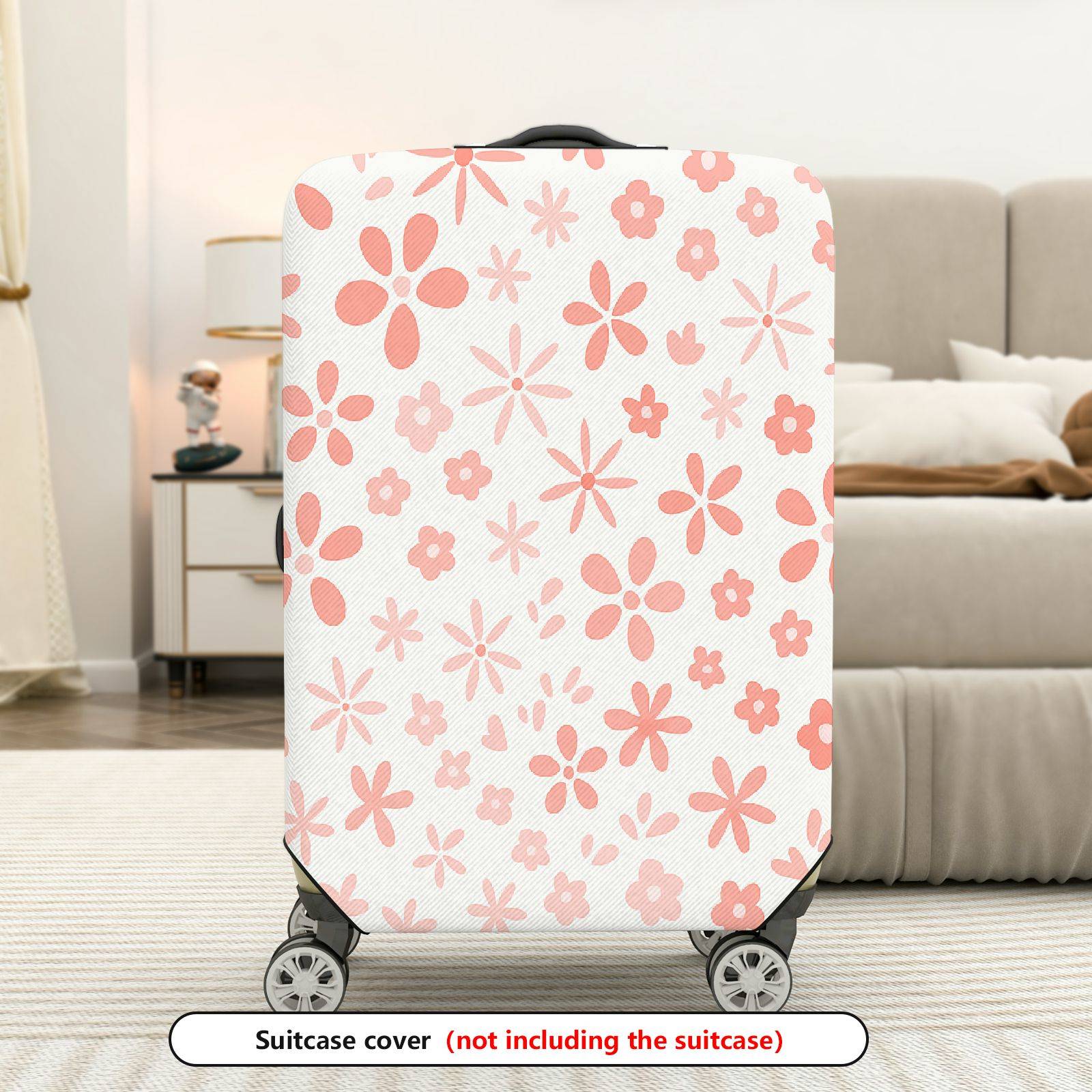 1-Piece Pink Floral Flower Blossom Daisy Spring Holiday  Suitcase Luggage Cover, Stretch Protective Sleeve