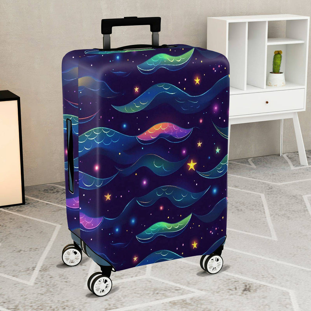 1-Piece Galaxy Stars Waves Colorful Rainbow Cosmic  Suitcase Luggage Cover, Stretch Protective Sleeve