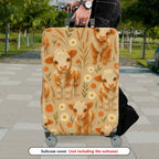 1-Piece Cute Cow Floral Pastoral Farm Animal Beige  Suitcase Luggage Cover, Stretch Protective Sleeve