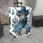 1-Piece Cowboy Cow Floral Butterfly Nature Bird  Suitcase Luggage Cover, Stretch Protective Sleeve