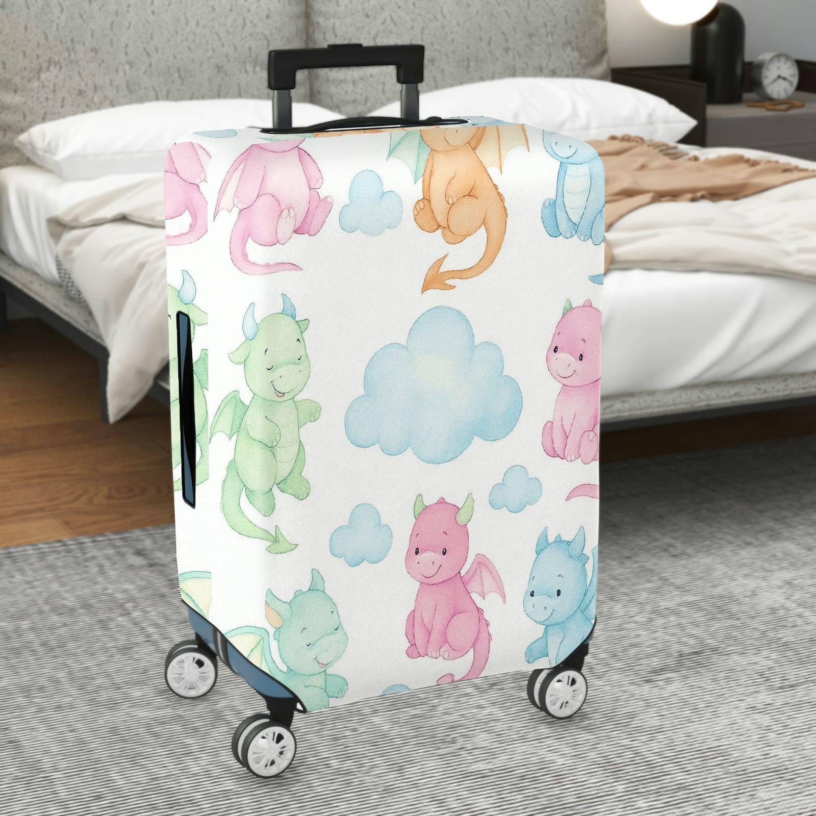 1-Piece Cute Fantasy Dragon Cloud Pastel Colorful  Suitcase Luggage Cover, Stretch Protective Sleeve