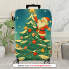 1-Piece Christmas Santa Claus Tree Decoration Star Holiday  Suitcase Luggage Cover, Stretch Protective Sleeve