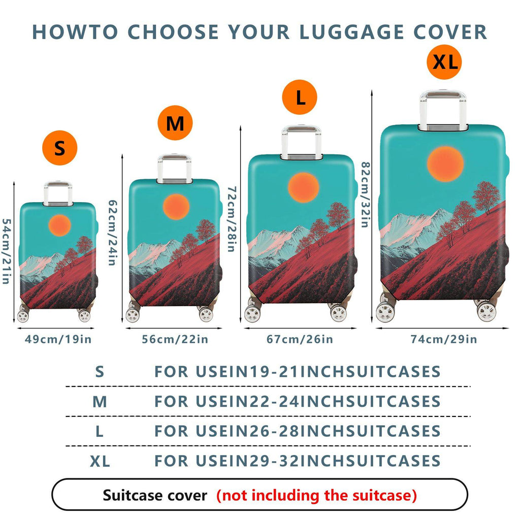 1-Piece Sunset Mountain Landscape Artistic Tree Minimalist  Suitcase Luggage Cover, Stretch Protective Sleeve