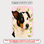 1-Piece Dog Floral Pink Green Cute Artistic  Suitcase Luggage Cover, Stretch Protective Sleeve