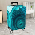 1-Piece Abstract Oceanic Turquoise Layered Depth  Suitcase Luggage Cover, Stretch Protective Sleeve