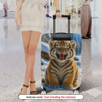 1-Piece Cute Tiger Snow Forest Winter Fun  Suitcase Luggage Cover, Stretch Protective Sleeve