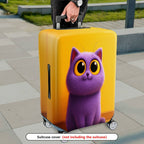 1-Piece Cute Furry Purple Cat Yellow  Suitcase Luggage Cover, Stretch Protective Sleeve