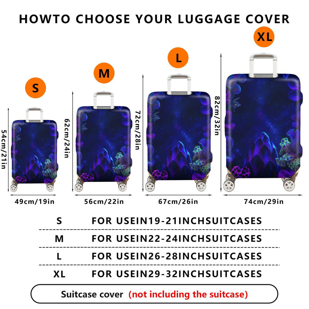 1-Piece Purple Floral Starry Night Artistic Fantasy  Suitcase Luggage Cover, Stretch Protective Sleeve