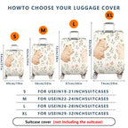 1-Piece Cute Bear Floral  Pattern  Suitcase Luggage Cover, Stretch Protective Sleeve