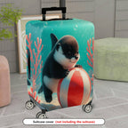 1-Piece Cute Penguin Coral Sea Bubble Beach Ball  Suitcase Luggage Cover, Stretch Protective Sleeve