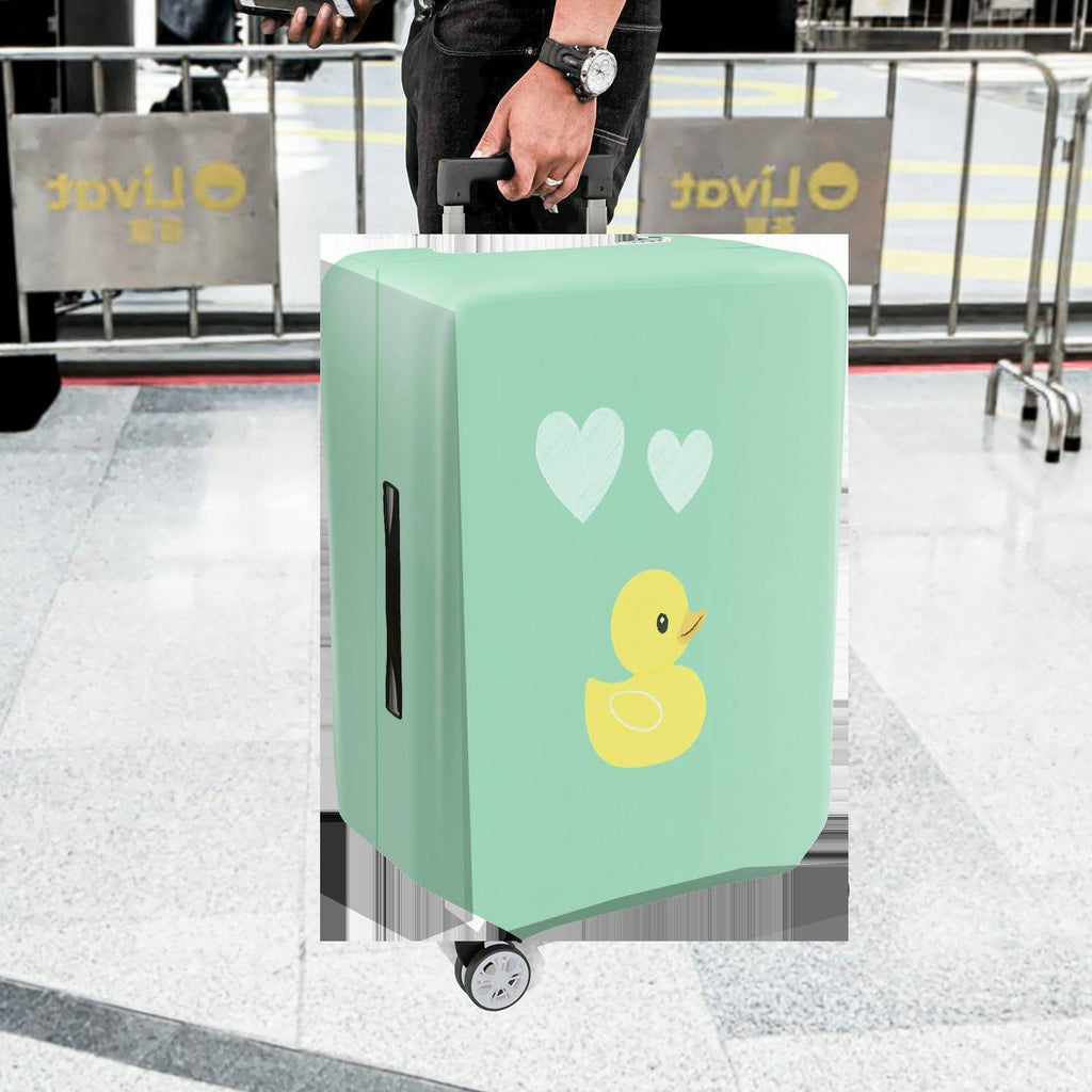 1-Piece Cute Duck Heart Mint Green Decorative Fun Unique Playful  Suitcase Luggage Cover, Stretch Protective Sleeve