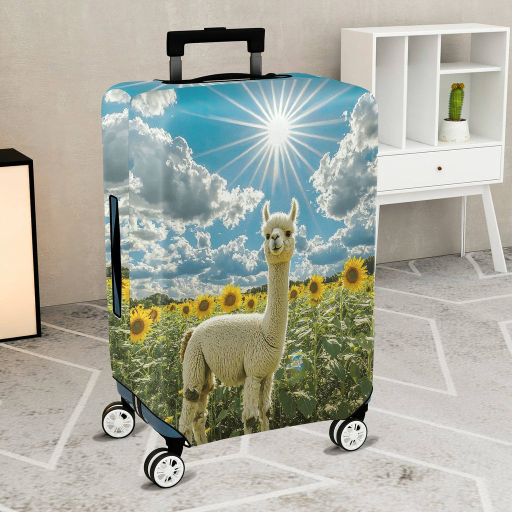 1-Piece Alpaca Sunflower Sky Cloud Nature  Suitcase Luggage Cover, Stretch Protective Sleeve