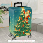 1-Piece Christmas Santa Claus Tree Decoration Star Holiday  Suitcase Luggage Cover, Stretch Protective Sleeve