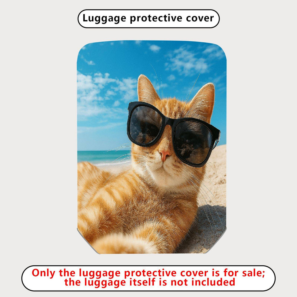 1-Piece Beach Cat Summer Ocean Relaxation Cute  Suitcase Luggage Cover, Stretch Protective Sleeve