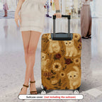 1-Piece Cute Floral Kitten Vintage Artistic Pattern  Suitcase Luggage Cover, Stretch Protective Sleeve
