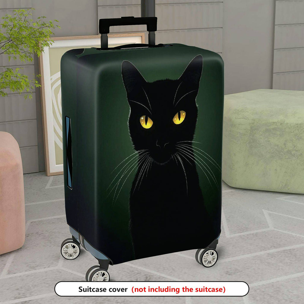 1-Piece Black Cat Pattern Mysterious Minimalist Artistic Luggage  Suitcase Luggage Cover, Stretch Protective Sleeve