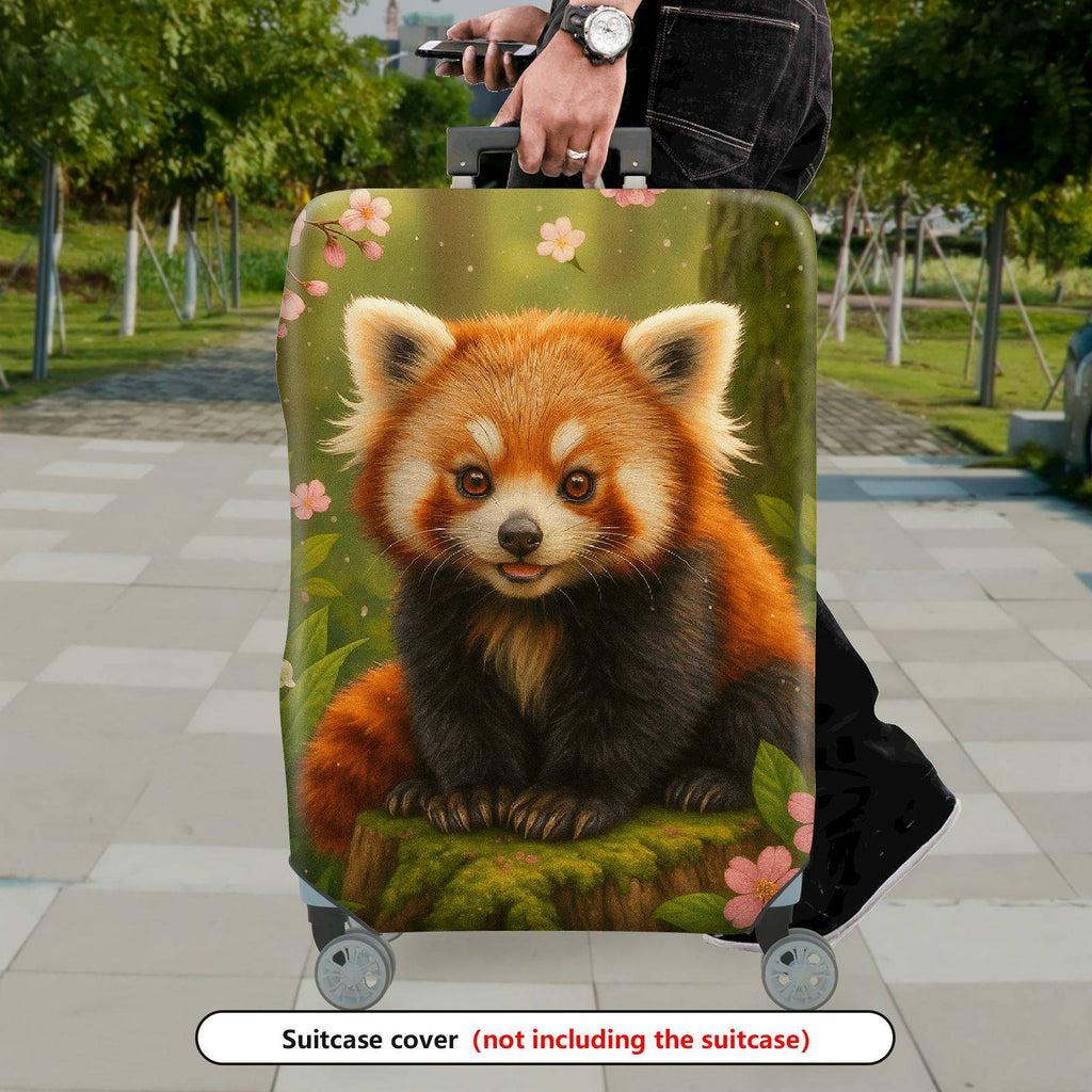1-Piece Red Panda Floral Nature Forest Cute Animal  Suitcase Luggage Cover, Stretch Protective Sleeve