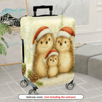 1-Piece Hedgehog Christmas Holiday Cute Family Santa  Suitcase Luggage Cover, Stretch Protective Sleeve