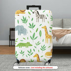 1-Piece Animal Green Leaf Travel Safari Animal Zoo  Suitcase Luggage Cover, Stretch Protective Sleeve