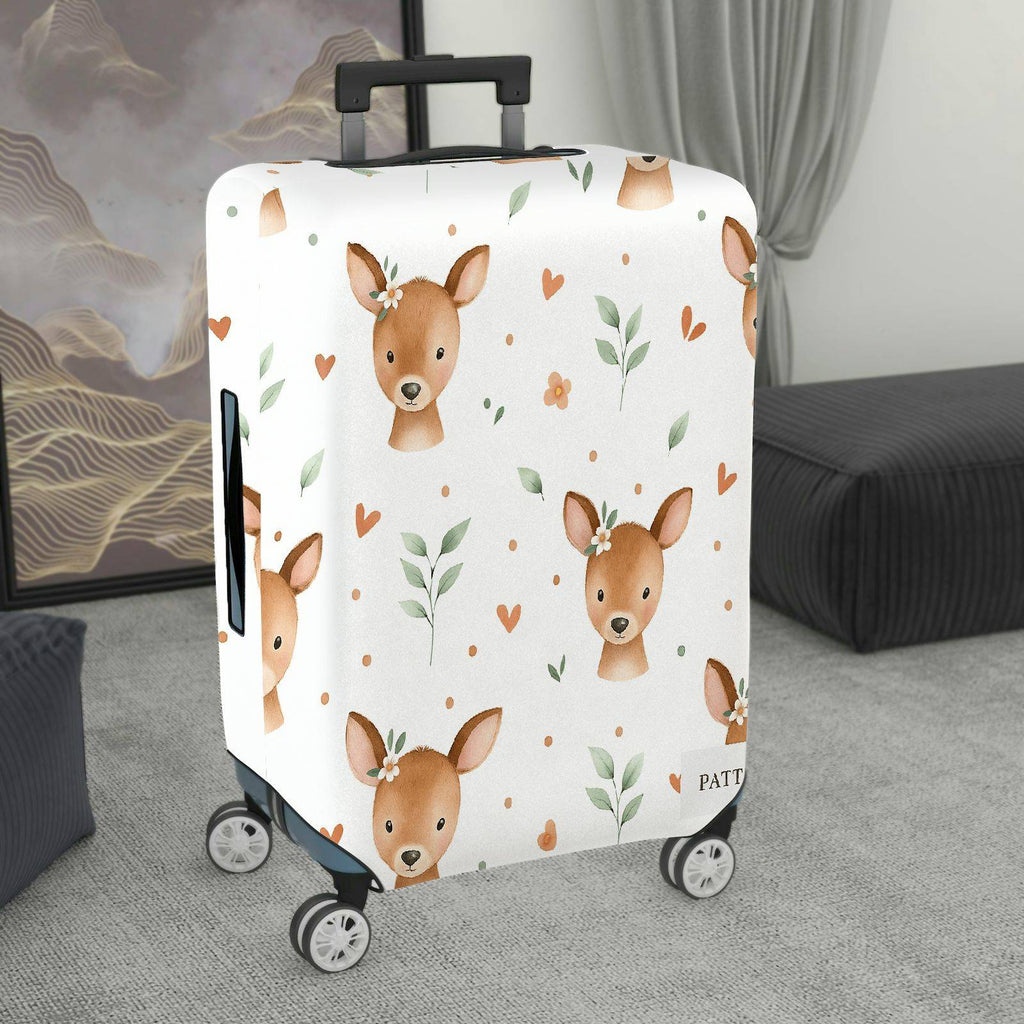 1-Piece Deer Floral Heart Leaf Pattern  Suitcase Luggage Cover, Stretch Protective Sleeve