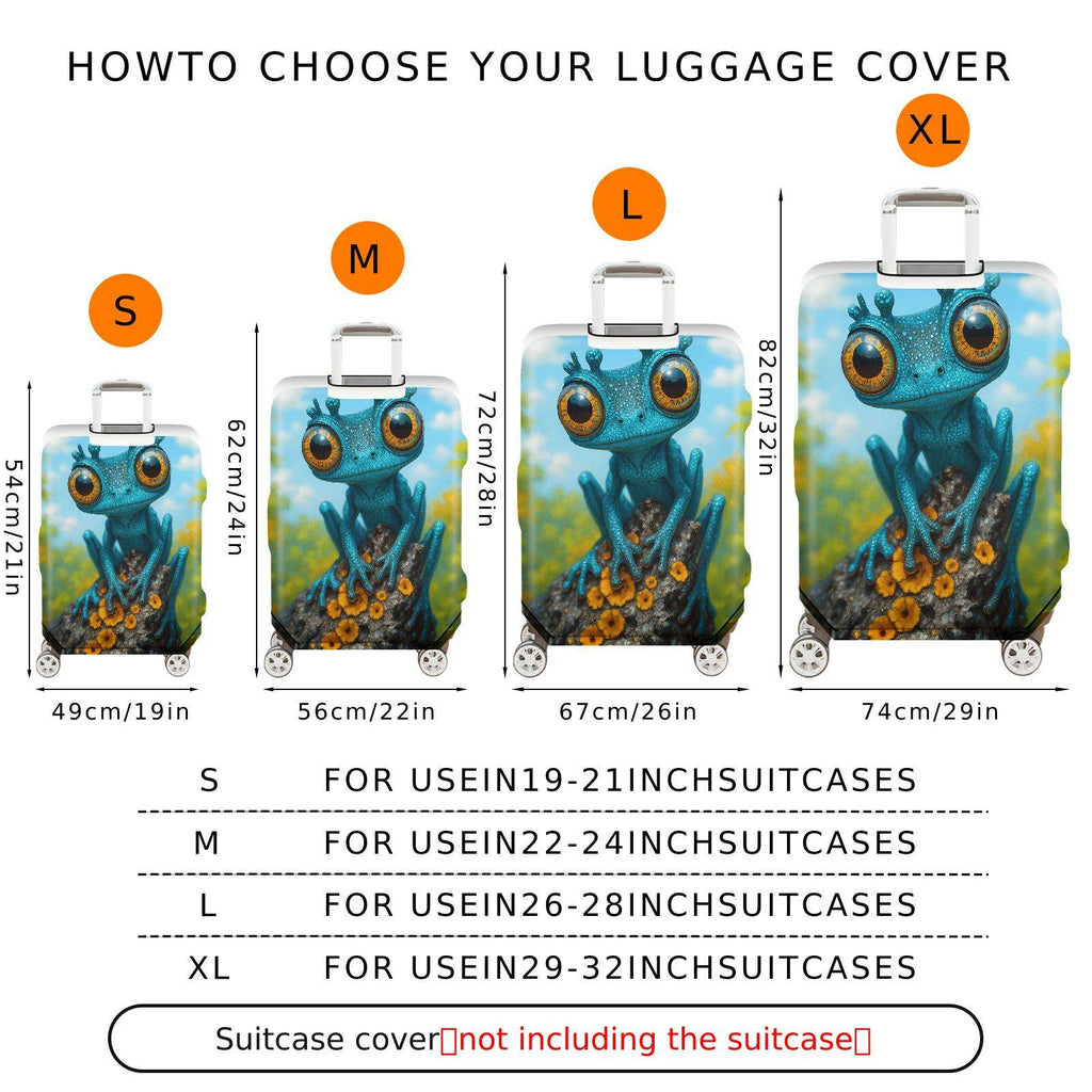 1-Piece Blue Frog Forest Nature  Cute Animal  Suitcase Luggage Cover, Stretch Protective Sleeve