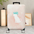 1-Piece Cat Plant Watercolor Pink Cute Stylish Modern  Suitcase Luggage Cover, Stretch Protective Sleeve