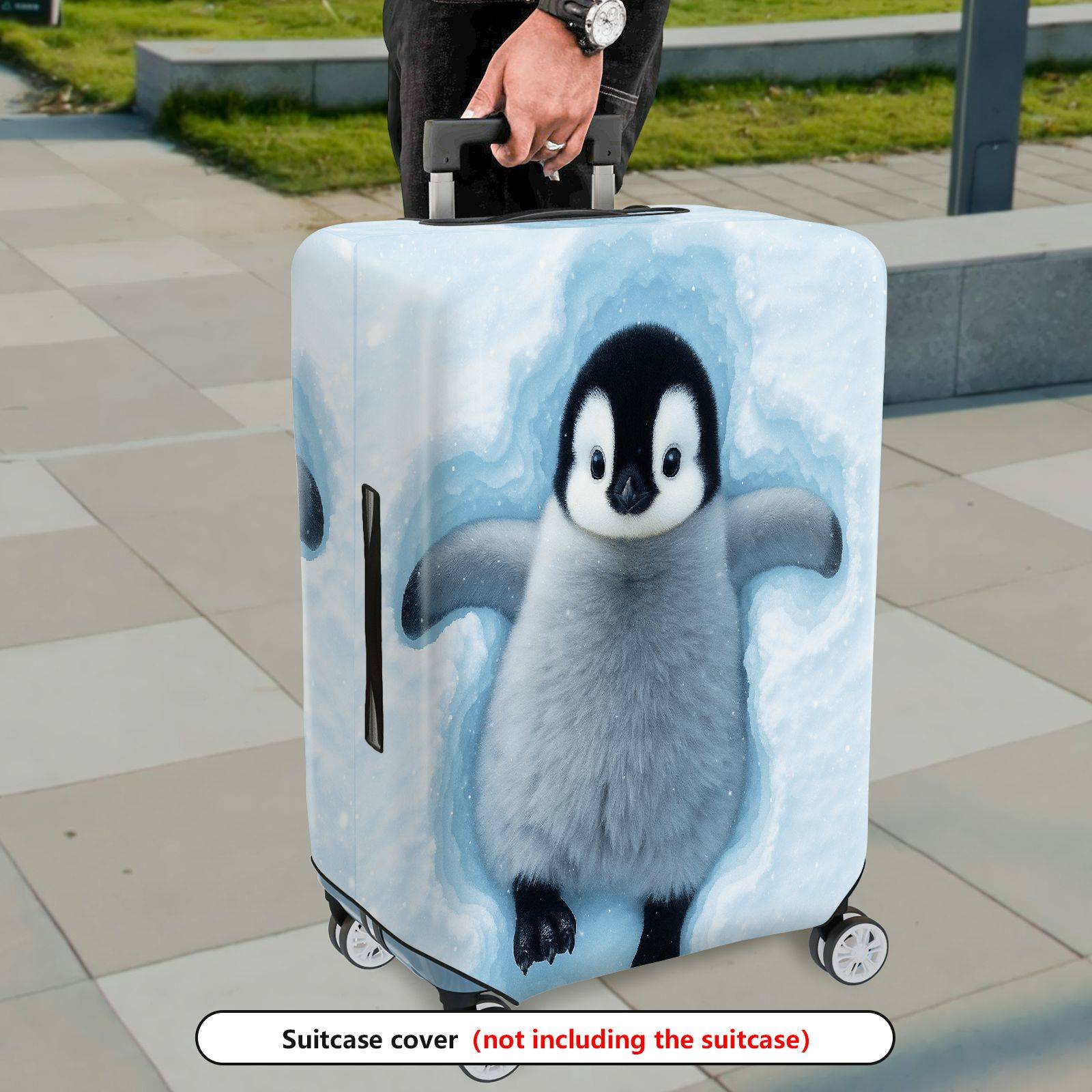 1-Piece Cute Penguin Snow Winter Travel  Suitcase Luggage Cover, Stretch Protective Sleeve