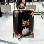 1-Piece Cute Cat Halloween Autumn Leaves Pumpkin  Suitcase Luggage Cover, Stretch Protective Sleeve