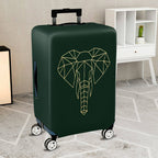 1-Piece Geometric Elephant Dark Green Modern Stylish Unique  Suitcase Luggage Cover, Stretch Protective Sleeve