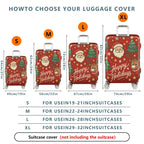 1-Piece Christmas Santa Reindeer Tree Stars Holidays  Suitcase Luggage Cover, Stretch Protective Sleeve