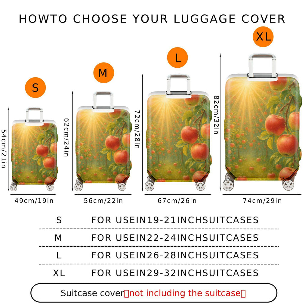 1-Piece Apple Orchard Sunset Nature Harvest Fruit Sun  Suitcase Luggage Cover, Stretch Protective Sleeve