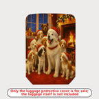 1-Piece Christmas Dog Fireplace Winter Holiday Santa  Suitcase Luggage Cover, Stretch Protective Sleeve