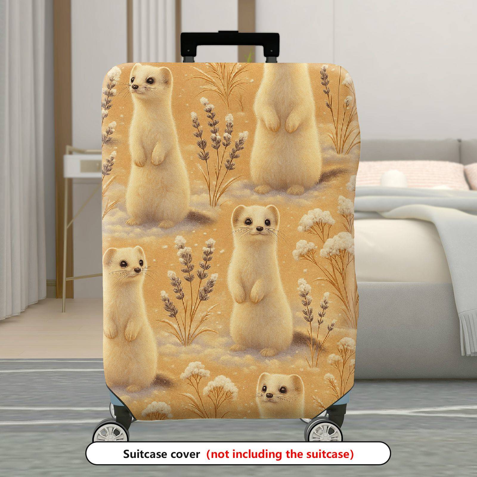 1-Piece Cute Weasel Animal Nature Pastel Art  Suitcase Luggage Cover, Stretch Protective Sleeve