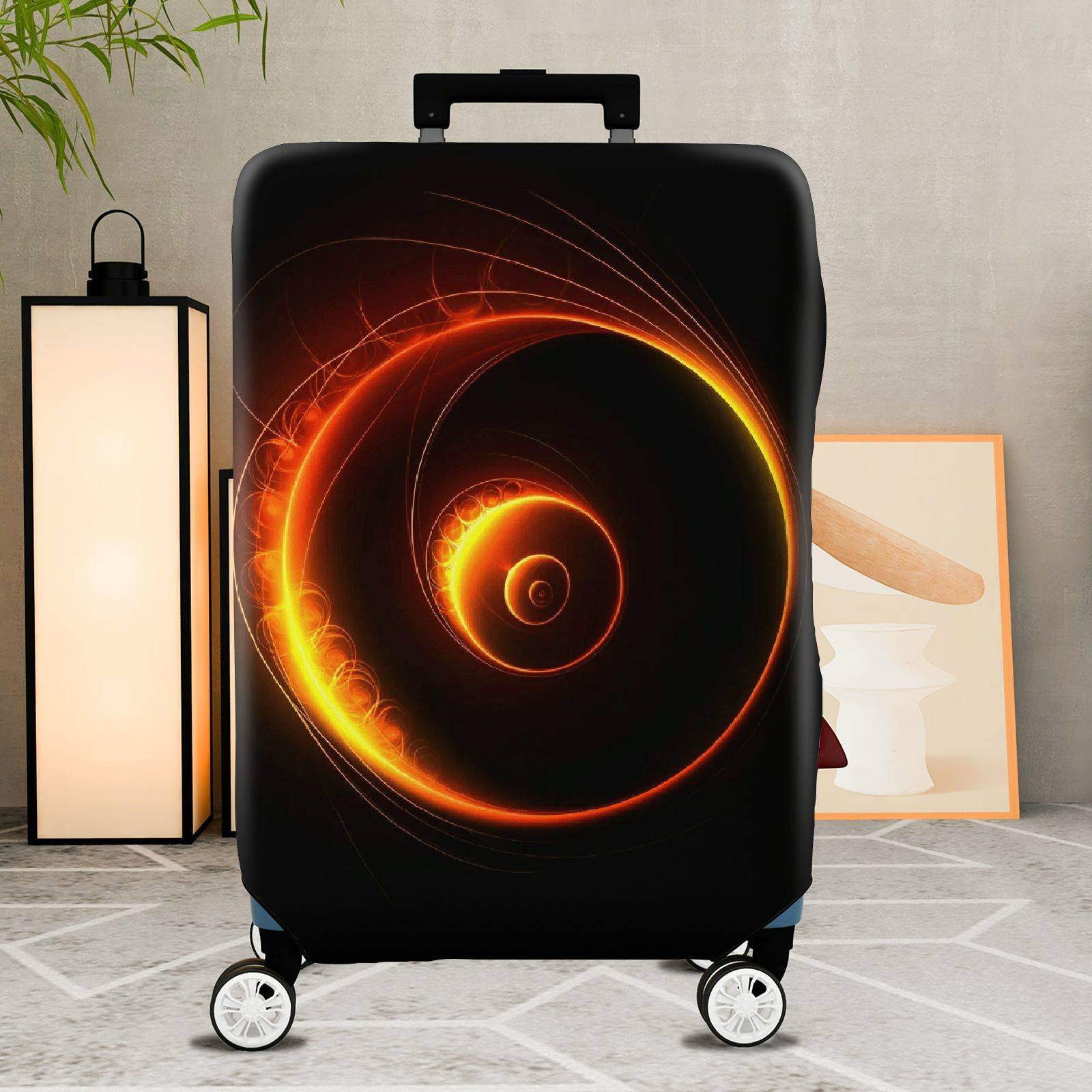 1-Piece Spiral Cosmic Abstract Vibrant Colorful Luminous  Suitcase Luggage Cover, Stretch Protective Sleeve