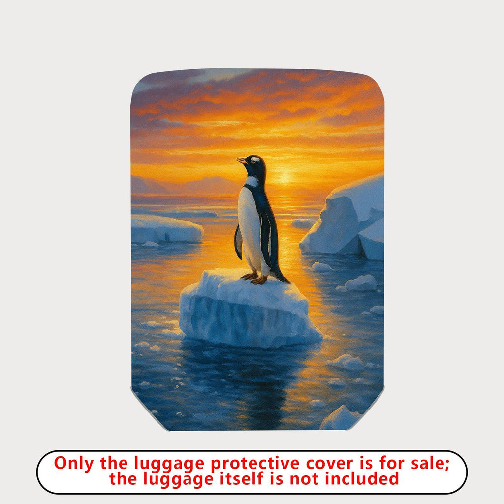 1-Piece Penguin Arctic Sunset Ice Ocean Landscape  Suitcase Luggage Cover, Stretch Protective Sleeve