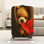 1-Piece Autumn Cute Animal Tree Leaf Woodland  Suitcase Luggage Cover, Stretch Protective Sleeve
