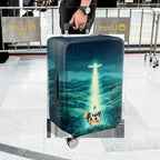 1-Piece Cow Landscape Night Sky Alien  Suitcase Luggage Cover, Stretch Protective Sleeve