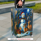 1-Piece Snowman Reindeer Winter Holiday Night Christmas  Suitcase Luggage Cover, Stretch Protective Sleeve