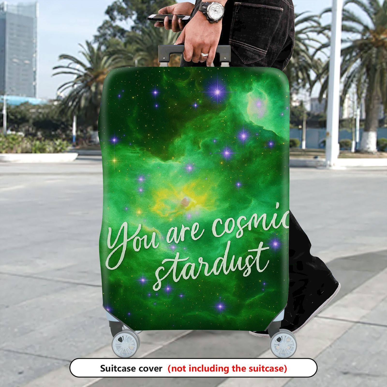 1-Piece Cosmic Stardust Galaxy Universe Inspirational Nebula  Suitcase Luggage Cover, Stretch Protective Sleeve