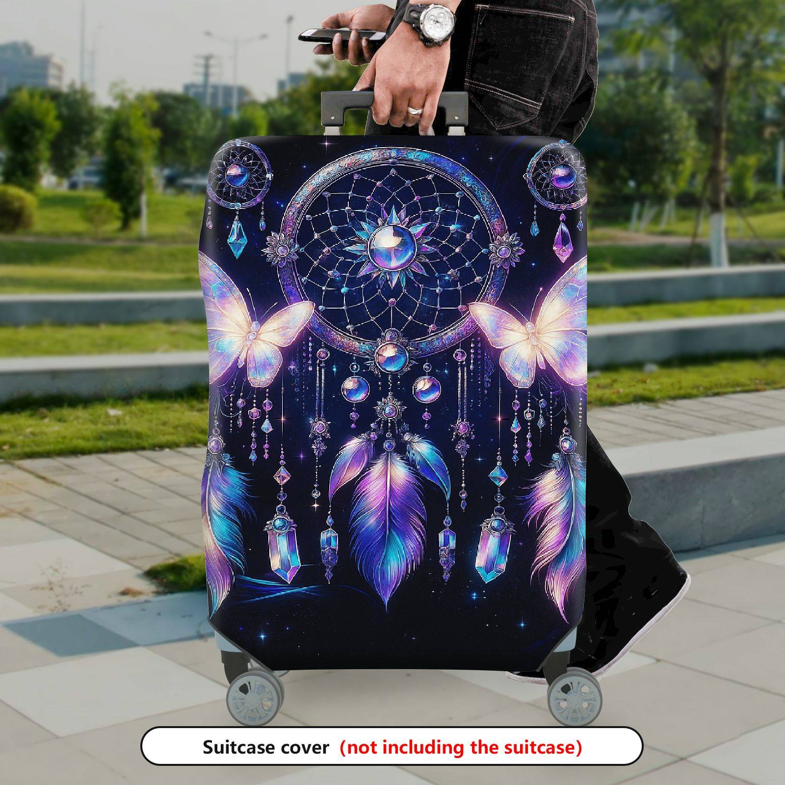 1-Piece Dreamcatcher Butterfly Feather Jewel Cosmic  Suitcase Luggage Cover, Stretch Protective Sleeve