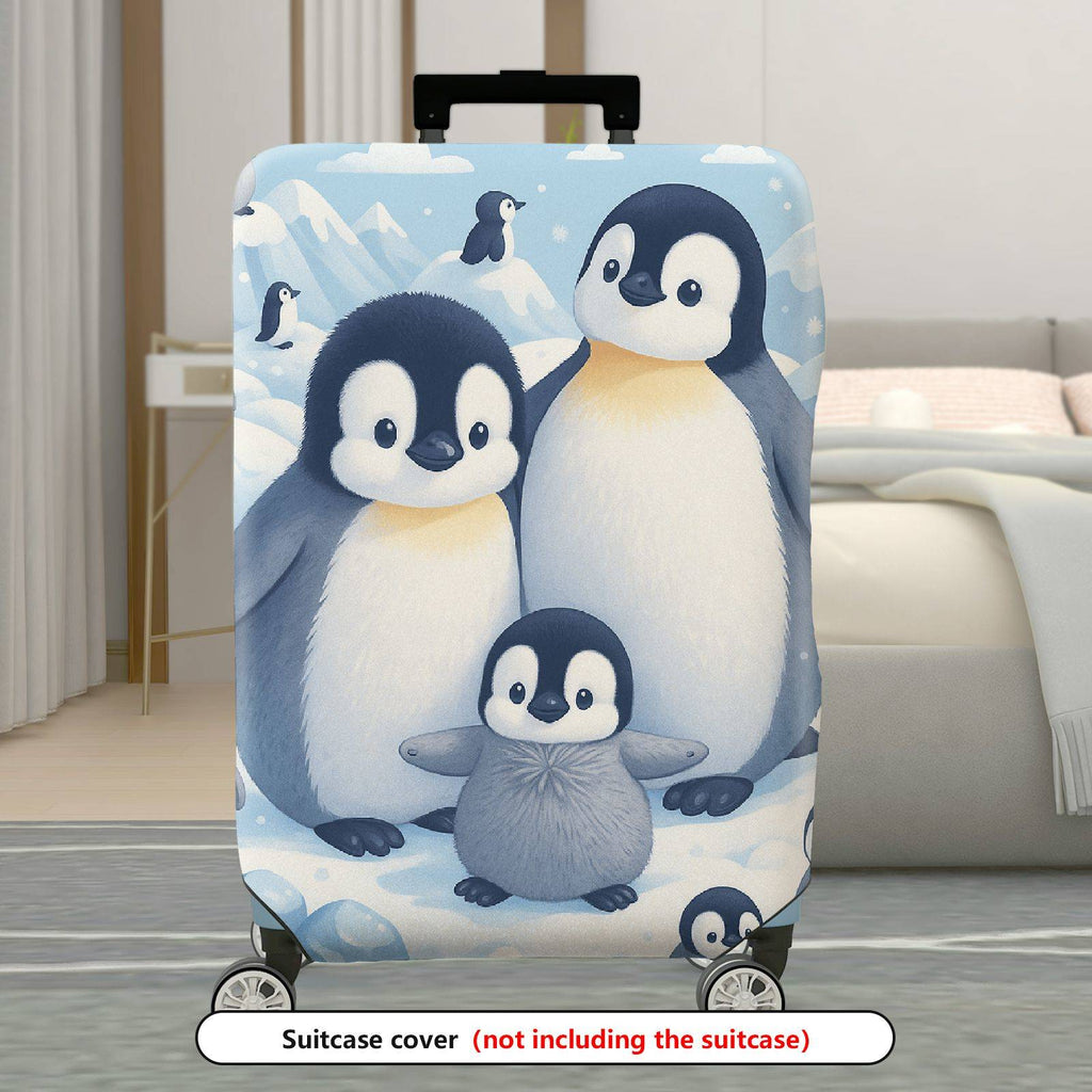 1-Piece Penguin Family Snow Ice Winter Cute Animal  Suitcase Luggage Cover, Stretch Protective Sleeve