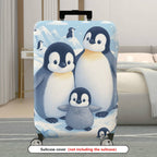 1-Piece Penguin Family Snow Ice Winter Cute Animal  Suitcase Luggage Cover, Stretch Protective Sleeve