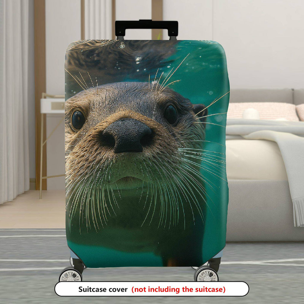 1-Piece Cute Otter Underwater Nature Animal Fun  Suitcase Luggage Cover, Stretch Protective Sleeve