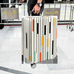 1-Piece Striped Colorful Geometric Abstract Modern Artistic  Suitcase Luggage Cover, Stretch Protective Sleeve