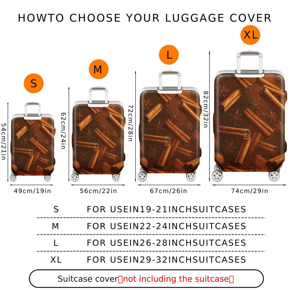 1-Piece Cinnamon Spice Holiday Winter Cocoa Travel Aroma  Suitcase Luggage Cover, Stretch Protective Sleeve