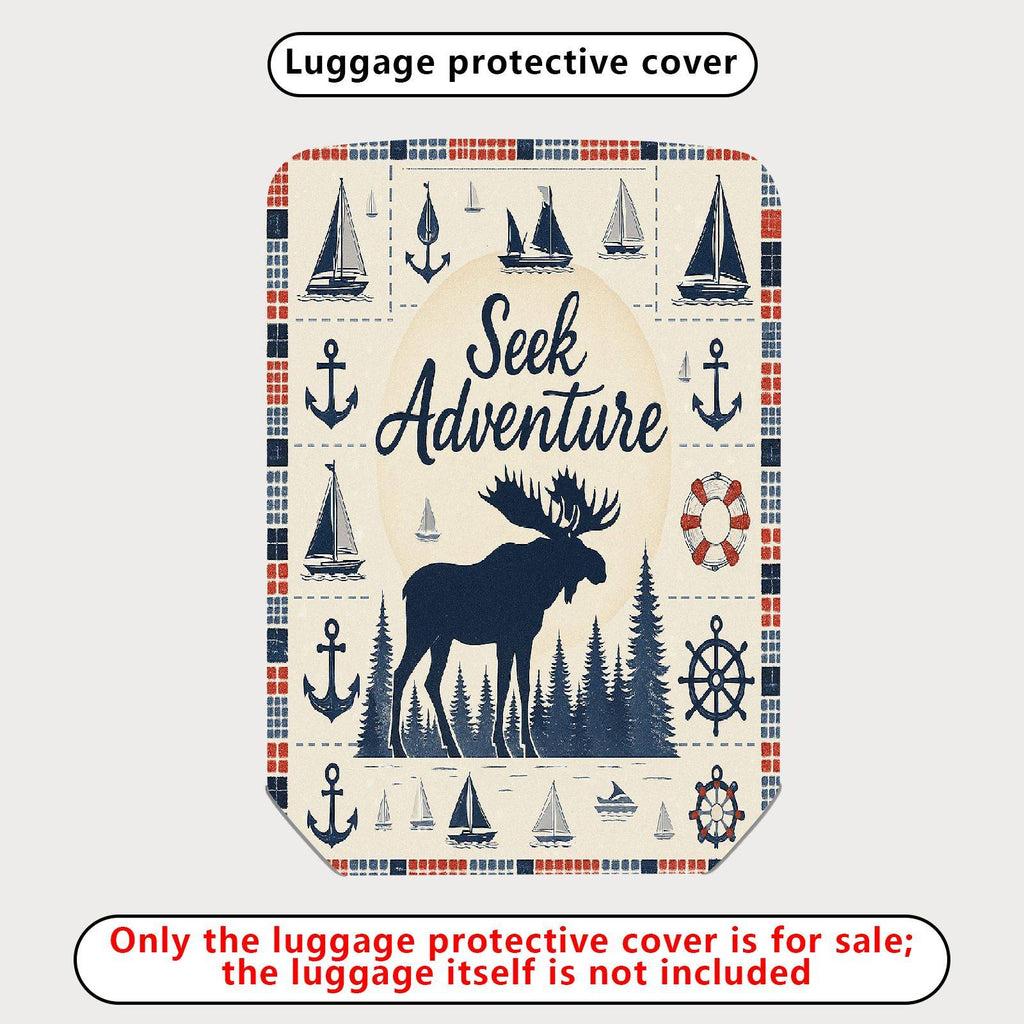 1-Piece Adventure Moose Forest Nautical Retro  Suitcase Luggage Cover, Stretch Protective Sleeve