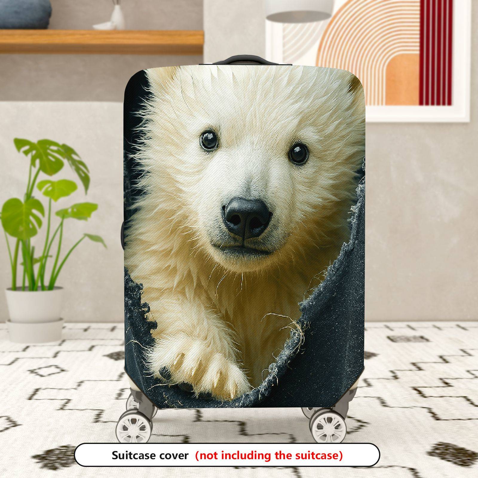 1-Piece Cute Polar Bear Animal Wildlife Nature Adorable  Suitcase Luggage Cover, Stretch Protective Sleeve