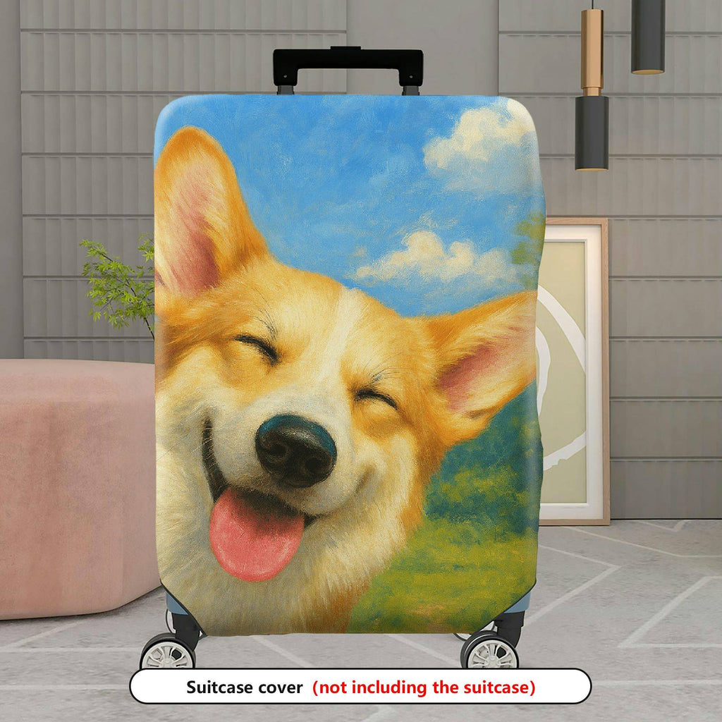 1-Piece Dog Painting Art Cute Smiling Nature Colorful  Suitcase Luggage Cover, Stretch Protective Sleeve